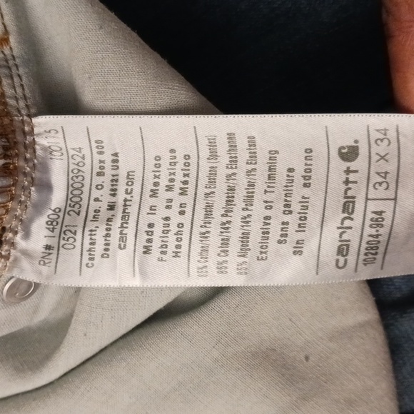 Carhartt size 34X34 men's rugged relaxed fit denim blue jeans. - Picture 14 of 17